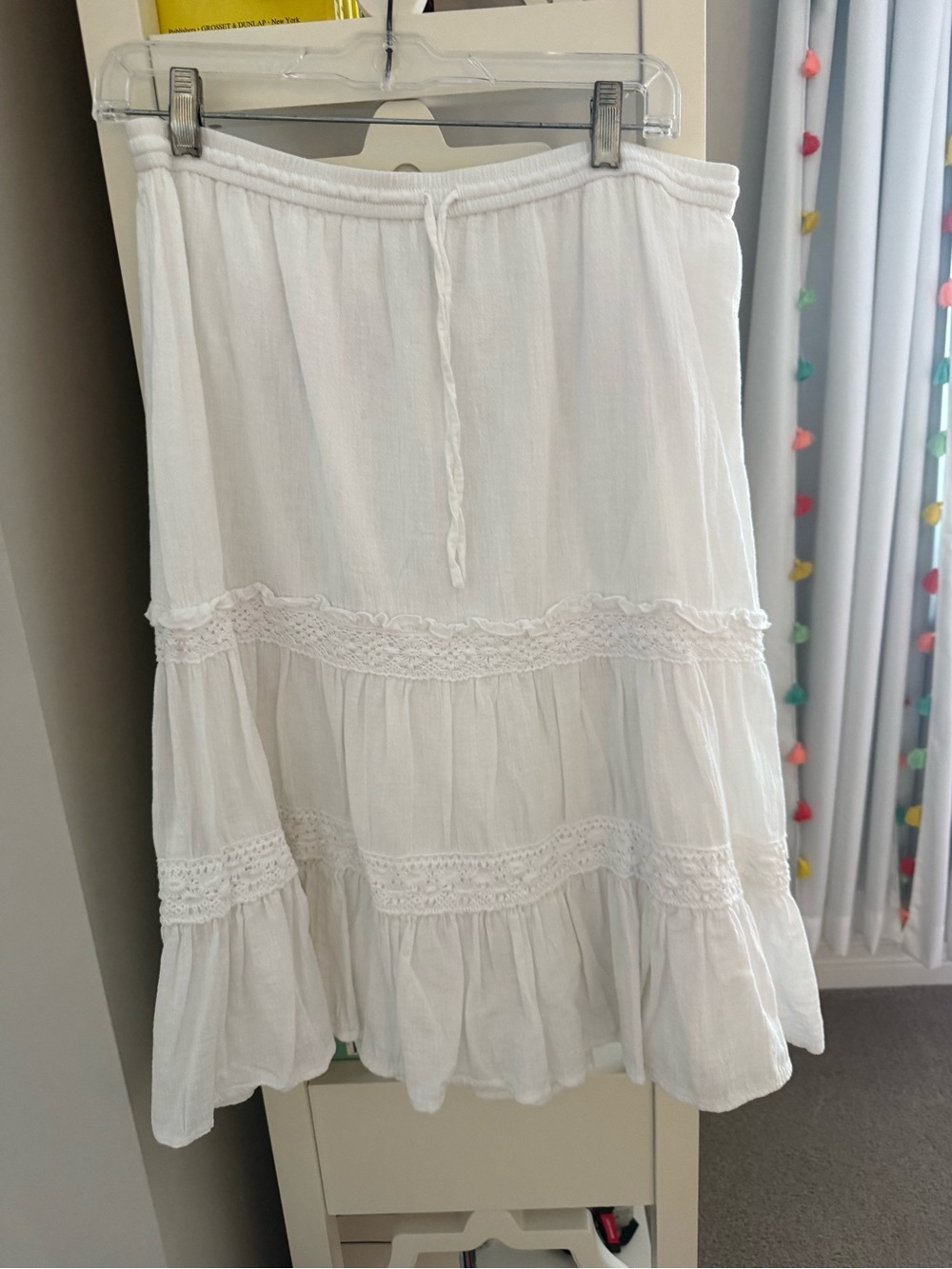 Banana Republic White Tiered Cotton Skirt